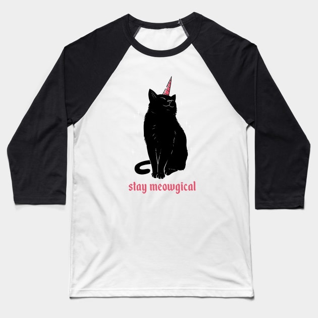 Stay Meowgical Baseball T-Shirt by olddesigntees